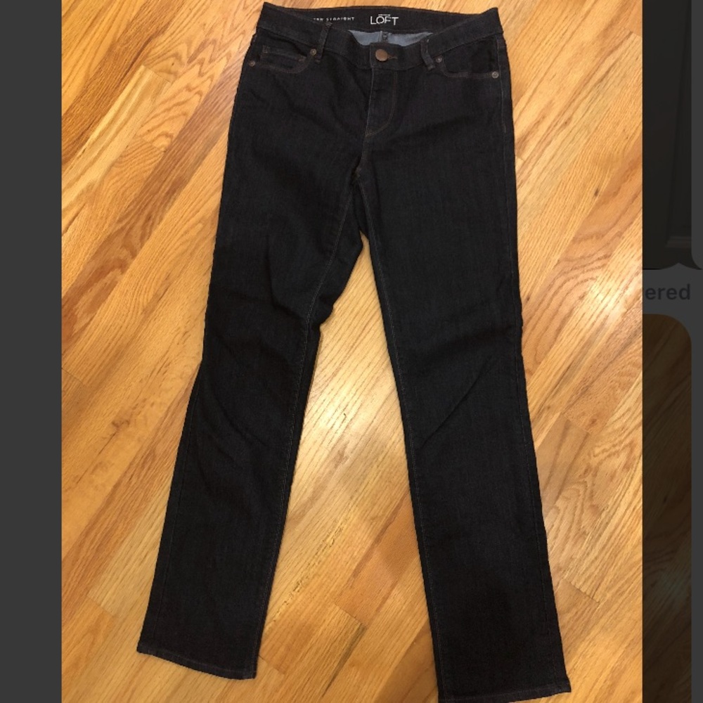 Loft- Modern Straight Leg Jeans in Dark Rinse